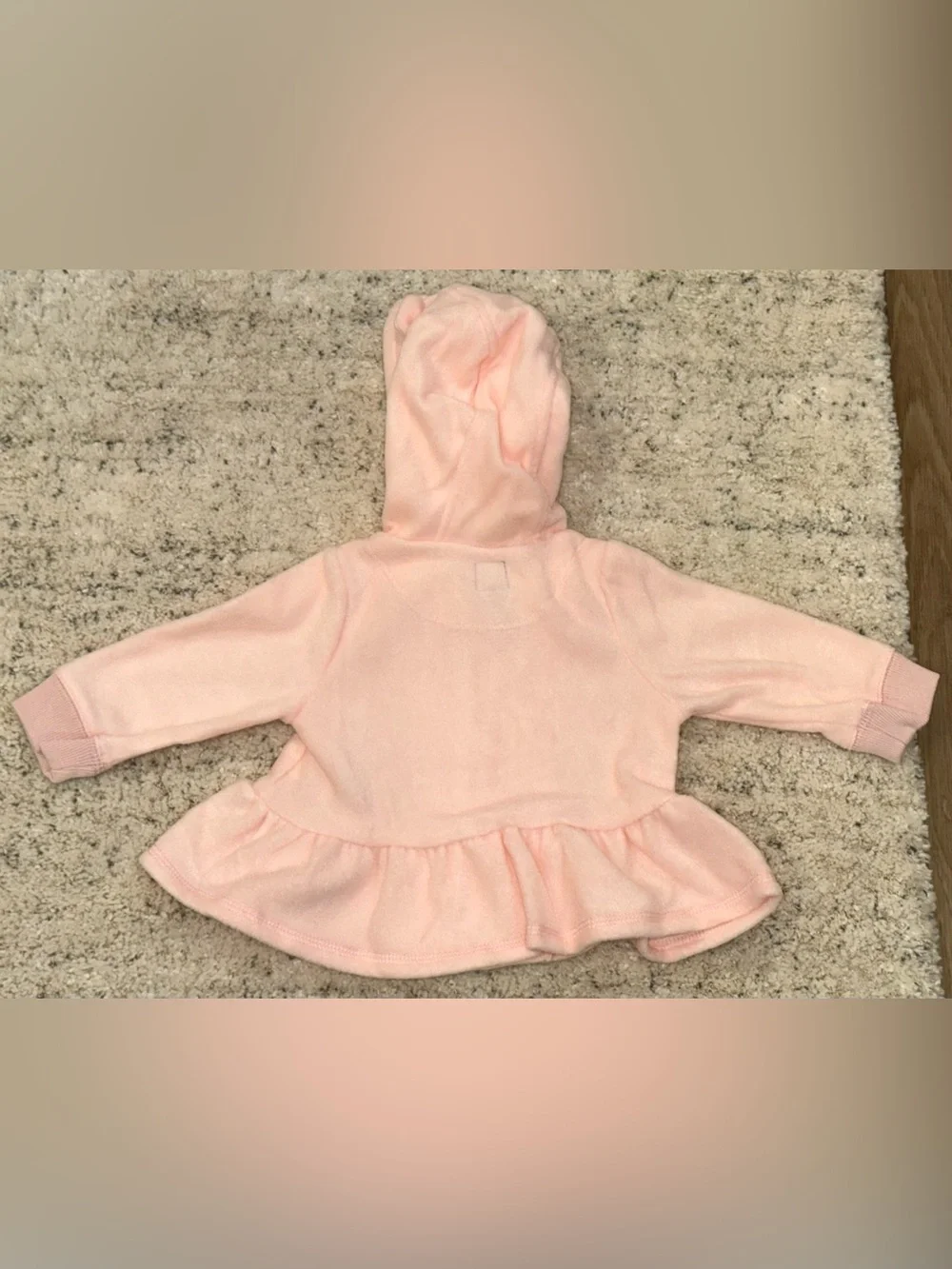 NWT Baby Gap Girls Pink Peplum Hoodie Jacket 6-12 Months Fleece Zip Front